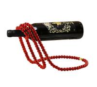 Tissting Portabottiglie, galleggianti per la collana perle porta bottiglia di vino in metallo, portaoggetti a sospensione della catena in metallo creativo, novità magica bottiglia di vino (Rosso)