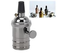 Tissting Portalampada Vintage, Elegante Portalampada Sospensione Stile Retrò con Interruttore E27 in Metallo Antico per Casa e Ufficio