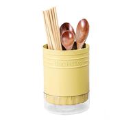 Tissting Portautensili da Cucina, Scolapiatti Rotondo in Plastica, Scolapiatti con Scomparti, Organizer da Appoggio per Lavello per Forchette Cucchiai e Bacchette Giallo
