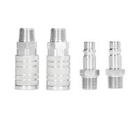 Tissting Raccordi Pneumatici Quick Connect 1/2 Pollici NPT, 4 Pezzi con Valvola Alto Flusso 300PSI per Attrezzi Pneumatici, Acciaio Termotrattato 6 Sfere di Blocco
