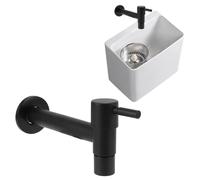 Tissting Rubinetto del Lavello Mop, G1/2 Acciaio Inossidabile 304 Nero Montaggio a Parete Rubinetto per Acqua Rubinetto Singolo per Acqua Fredda per Cucina, Giardino, Balconi