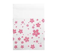 Tissting Sacchetto per caramelle e biscotti, busta in plastica autoadesiva 4 tipi 100 pezzi confezione, pattern di fiori rosa e ciliegio, per uso in matrimonio compleanno e feste (sakura 7 * 7 cm)