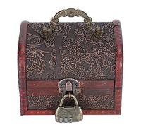 Tissting Scatola Portaoggetti in Legno, Scatola Organizzatore retrò con Lucchetto a Password, Modello Drago Decorativo, Custodia per Gioielli, per Orecchini, Collana Scrigno del Tesoro Portatile
