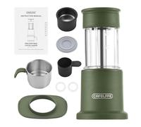 Tissting Set per Caffettiera Portatile Viaggio, Pressa per Caffè Manuale con Tazza in Acciaio Inossidabile 120ml, Tazza per Serbatoio Dell'acqua 80ml, Custodia Brocca per Schiumare Latte (Verde)