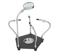 Tissting Stazione Saldatura con Lente d'Ingrandimento, Terza Mano Regolabile con Base in Metallo e Lente 3X LED per Riparazioni e Assemblaggio, Strumento per Hobbisti e Professionisti