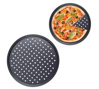 Tissting Teglia per Pizza Forata Rotonda ø 24.5cm, Teglia per Forno Antiaderente, Tortiera Forata Antiaderente Acciaio Paletta per Pizza Nero, Stampo per Pane Teglie per Crostata per Realizzare Quiche