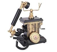 Tissting Telefono Fisso Casa Vintage, Design Retrò Unico con Quadrante Rotante, 23x13x26 cm, Ferro Battuto, per Ufficio, Scrivania, Caffè, Bar