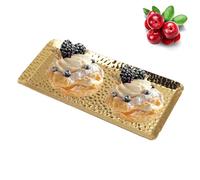 Tissting Vassoio Martellato Acciaio Inossidabile, 25x11 cm, Multiuso - Vassoio Portaoggetti per Frutta, Dessert, Verdura, Ideale per Camera da Letto, Bagno, Cucina, Design Elegante e Pratico