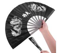 Tissting Ventilatore Tai Chi, Ventilatore Pieghevole in Nylon e Acciaio Inossidabile Nero per Allenamento e Performance, Kung Fu Fan per Arti Marziali e Danza