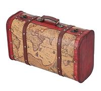 Tissting Viaggio Valigie Antiche Portatile in Legno Composito Mappa Modello Design Baule Decorativo in Legno per Oggetti di Scena per La Fotografia, Decorazione della Casa, Stoccaggio