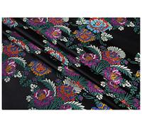 Tissu de satin, Jacquard a fiori 75x100cm di larghezza venduto al metro for abbigliamento fatto a mano borse cuscino cheongsam(Black)