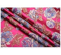 Tissu de satin, Peonia Jacquard 75x100cm Largo Venduto al Metro for Abbigliamento Borse Fatte a Mano Cuscino Cheongsam(Rose Red)