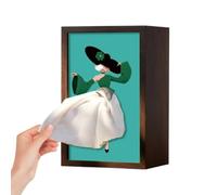 Tissue Box Cover Rectangular - Ballet Girl Pattern Wooden Dispenser | Tissue Organizer For Home, Office, Desk, Bedroom, Vanity, Living Room, Nightstand, Bathroom, Wood, 19.7x12.7x9.6cm, 450g
