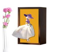 Tissue Box Cover Rectangular - Ballet Girl Pattern Wooden Dispenser | Tissue Organizer For Home, Office, Desk, Bedroom, Vanity, Living Room, Nightstand, Bathroom, Wood, 19.7x12.7x9.6cm, 450g