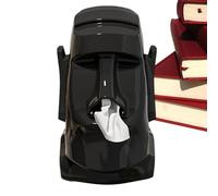 Tissue Box Holder - Creative Statua Napkin Dispenser with Glasses and Headphone Stand, Modern Decorative Storage for Living Room Study Studio Bathroom, Artistic Gray Resin Style
