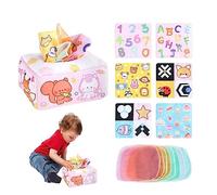 Tissue Box Pull Toy - Soft Stuffed High Contrast Square Sensory Toys, Soft Stuffed High Contrast Crinkle Square Sensory Toys for Early Learning Crinkle Toyss