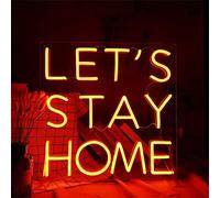 TIST Let;s Stay Home LED Neon Sign, Custom Home Room Decor Luci notturne Luci al Neon USB, insegna Luminosa appesa a Parete, 40X40cm (Color : Orange)