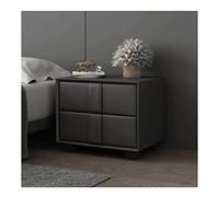 TISTIK Comodino in pelle con 2 cassetti, moderno e minimalista, in legno, con maniglia invisibile, per camera da letto