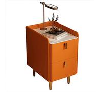 TISTIK Comodino minimalista stretto con 2 cassetti Mid-century moderno in pelle microfibra sottile comodino alla moda comodino armadietto per piccoli spazi