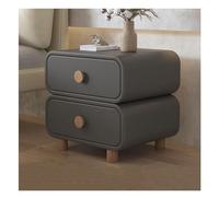 TISTIK Comodino moderno con cassetto per soggiorno, in legno massello e pelle, stile minimalista, alto 50 cm, per camera da letto
