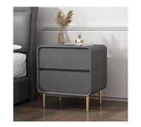 TISTIK Comodino moderno in legno massiccio con 2 cassetti, in pelle e microfibra + piedini in metallo, per camera da letto, studio, divano letto