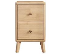 TISTIK Comodino rustico con 2 cassetti, moderno e minimalista, in legno di gomma, mini comodino con armadietto, adatto per tutti i letti e le camere da letto