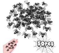 Tisujune Ragni Falsi,Ragni di Halloween,50X Ragni realistici | Puntelli di scherzi di Halloween per Feste in Costume Carnevali Decorazione scherzosa di