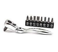Titan 11212 Set di punte e micro cricchetto bilanciato a testa flessibile da 108 mm per punte