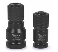 Titan 12202 - Set di 2 adattatori a cambio rapido con attacco esagonale da 3/8" a 1/4" e 1/2" a 1/4"