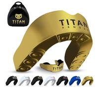 Titan Armour Case Inc - Paradenti a doppio strato, per adulti e bambini, per boxe, rugby, hockey e tutti gli sport di contatto, marchio UK (oro massiccio, Junior Under 11)