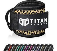 Titan Armour® Cinghie singole per caviglie per macchine con cavo, polsini da palestra con doppi anelli a D in acciaio resistente e cinturino regolabile, per allenamento inferiore del corpo, per
