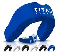 Titan Armour® Paradenti a doppio strato, per adulti e ragazzi, su misura, per boxe, rugby, MMA, hockey e tutti gli sport di contatto, marca UK (età adulta 11+, blu), Adult Age 11+
