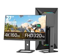TITAN ARMY Mini LED Monitor 27 Pollici, 4K 160Hz& FHD 320Hz, HDR1000 153% sRGB DeltaE<2 10Bit, HDMI2.1 DP 1.4 Type-C Speaker, P275MV PLUS