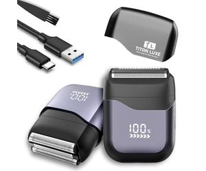 Titan Luxe Rasoi elettrici da uomo, mini rasoi elettrici per rasatura ravvicinata con 3 testine a lama flottanti ad alta velocità, USB C ricarica rapida IPX7 impermeabile Wet Dry Travel Locked/display