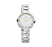 TITAN Orologio analogico da donna con quadrante bianco rotondo e cinturino argentato, Argento 1., Bracciale