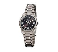 REGENT Orologio da donna con cinturino in titanio, cassa in titanio e fibbia deployante, piccolo, leggero, numeri arabi al quarzo, diametro 27 mm, Nero , Bracciale