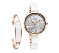 Titan Raga Memoirs NT95253KD01F - Orologio analogico al quarzo con quadrante in madreperla e cinturino in ceramica bianca, IP oro rosa, Moderno