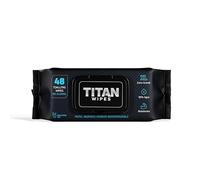 TITAN WIPES Carta igienica umida biodegradabile per gli uomini - 48 salviettine umidificate XL 18 × 18 cm, 99% acqua, aloe e vitamina E, 0% alcool, resistenti e usa e getta per WC (carta WC)
