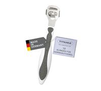 TITANIA Rimozione calli piedi con 10 lame di ricambio • Rimuovi calli in acciaio inox inossidabile • Leva calli di qualità • Made in Germany • Tagliacalli grigio