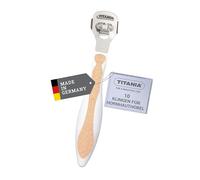 TITANIA Rimozione calli piedi con 10 lame di ricambio • Rimuovi calli in acciaio inox inossidabile • Leva calli di qualità • Made in Germany • Tagliacalli albicocca
