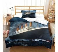 Titanic Copripiumino 3D Stampa Digitale 2 Pezzi Set Copripiumino Set Di Biancheria Da Letto Con Cerniera E Federe Microfibra Morbido Per Bambini Single(135x200cm)
