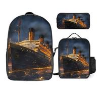 Titanic Cruise Ship Voyage - Set di 3 zaini per laptop da 17 pollici, leggero, con portapranzo e astuccio per il pranzo, per viaggi e lavoro