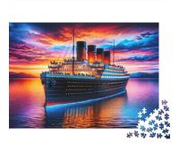 Titanic Ship Sunset 1000 Pezzi Cartone Extra Spesso Puzzle Classico Per Adulti Allenamento Del Cervello Decorazione Murale Idea Regalo 70x50cm/1000pcs