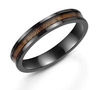 Titanio Legno Intarsio Anello 4mm Vero Originale Koa Fidanzamento Matrimonio