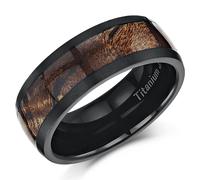 Titanio Nero Anello di Matrimonio Con Originale Koa Legno Intarsio 6mm/8mm
