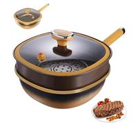 Titanium Alloy Non-Stick Pot, 12in Titanium Alloy Non-Stick Pot With Lid, Titaniums Pans For Cooking, Titanius Alloys Nonstick Pots With Lid, For Cooking, Frying, Baking (Pot + lid + steamer)