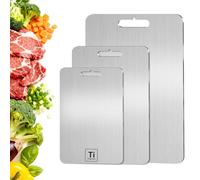 Titanium Cutting Board,100% Pure Titanium Cutting Boards for Kitchen,separate raw and cooked food areas,Double-side Available Cutting Board for Vegetables,Meat,Fruits (S: 29 * 20cm)