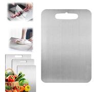 Titanium Cutting Board for Kitchen, Tita Chef Cutting Board, Double Sided Stainless Steel Cutting Boards Easy to Clean for Cutting Meat Vegetable Fruit (30 * 20cm)