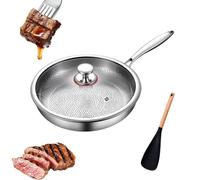 Titanium Hammered Frying Pan with Lid, 2026 Upgraded Titanium Pans for Cooking Non Stick Without Coating, Ultra-Durable & Scratch-Resistant, Compatible with All Cooktops (30cm/11.81in,#A)