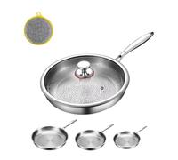 Titanium Hammered Pan Pro Con Coperchio, Padella Antiaderente Nutri Pan In Titanio, Antigraffio, 2025 Ultra Durable Pure, Antiaderente Resistente, Riscaldamento Uniforme, Per Cucinare (L)